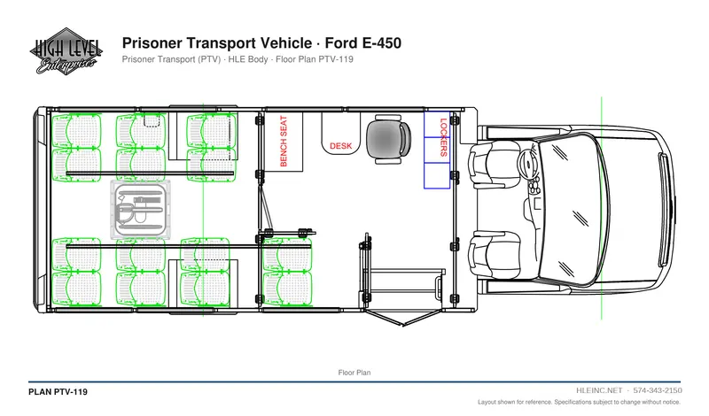 Floor plan PTV-119: Prisoner Transport Vehicle