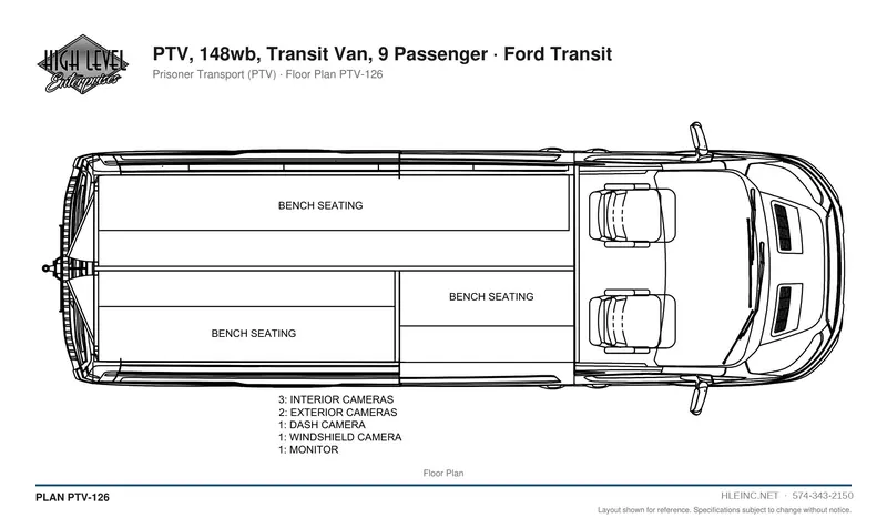 Floor plan PTV-126: PTV, 148wb, Transit Van, 9 Passenger