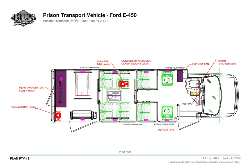 Floor plan PTV-131: Prison Transport Vehicle