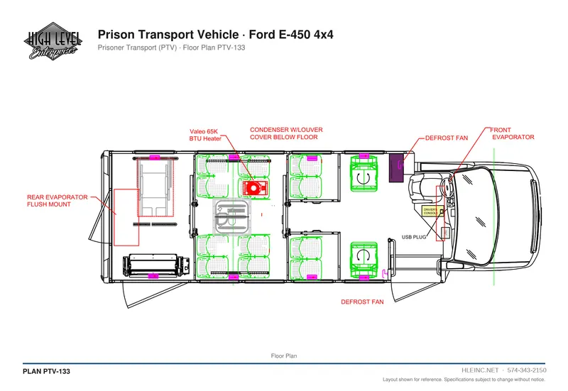 Floor plan PTV-133: Prison Transport Vehicle