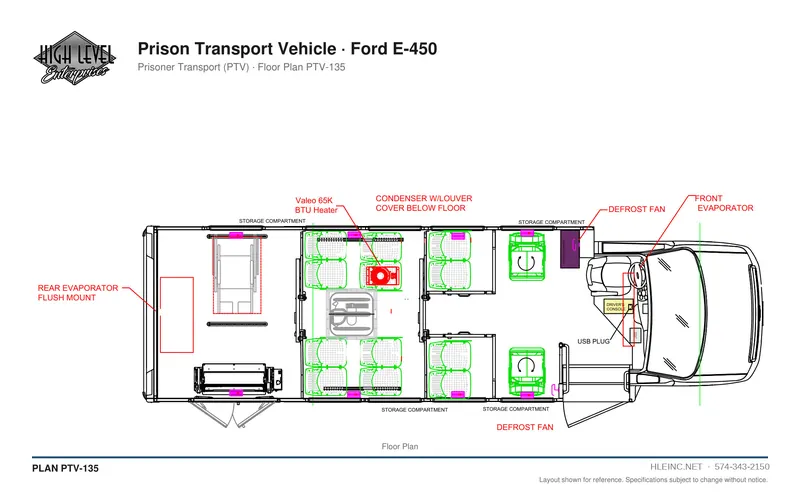 Floor plan PTV-135: Prison Transport Vehicle