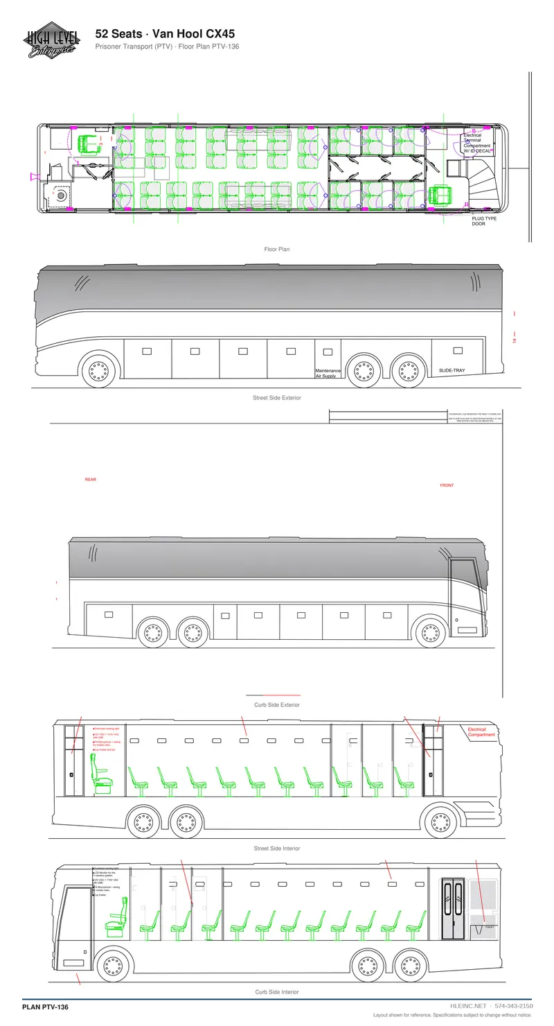 Floor plan PTV-136: 52 Seats