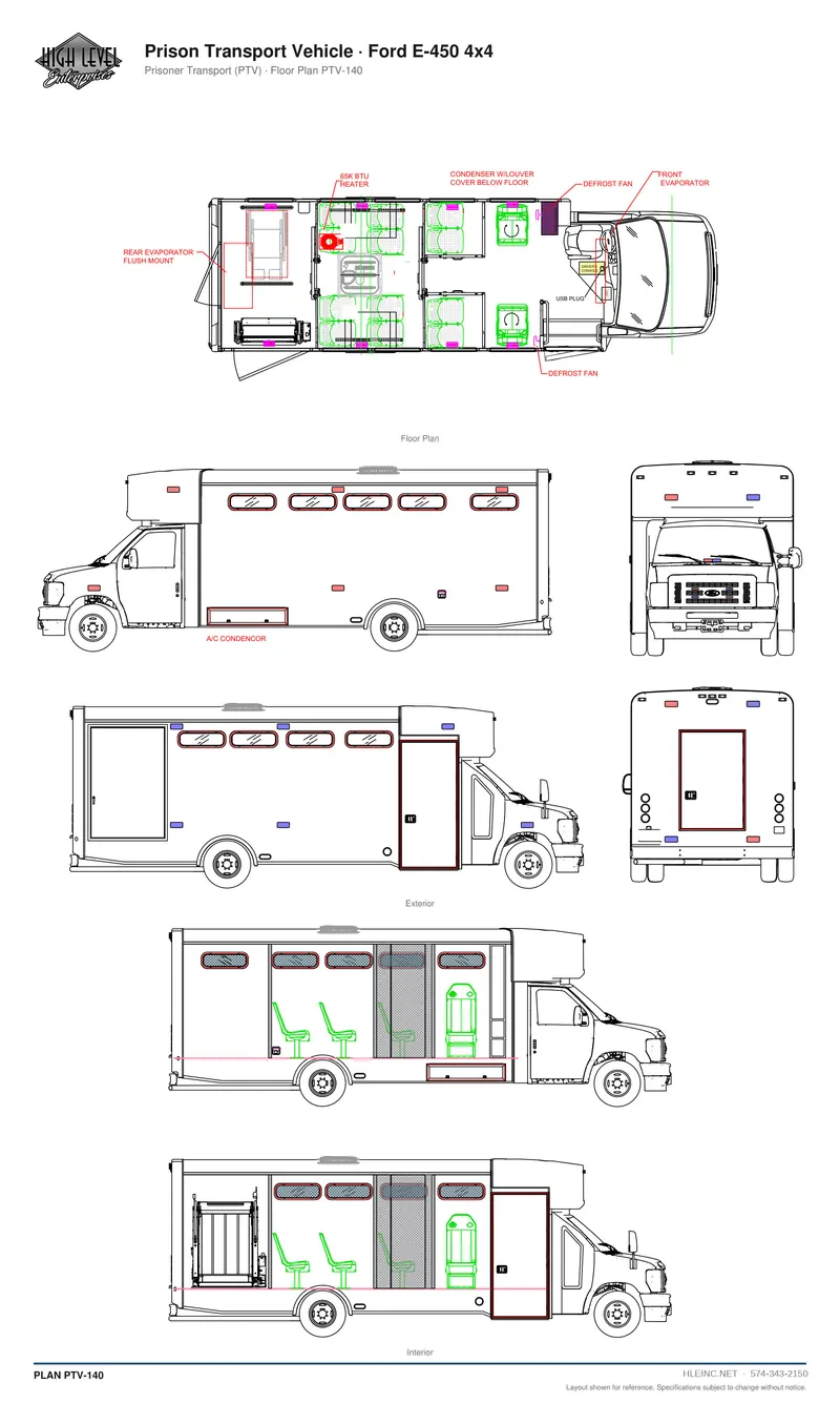 Floor plan PTV-140: Prison Transport Vehicle