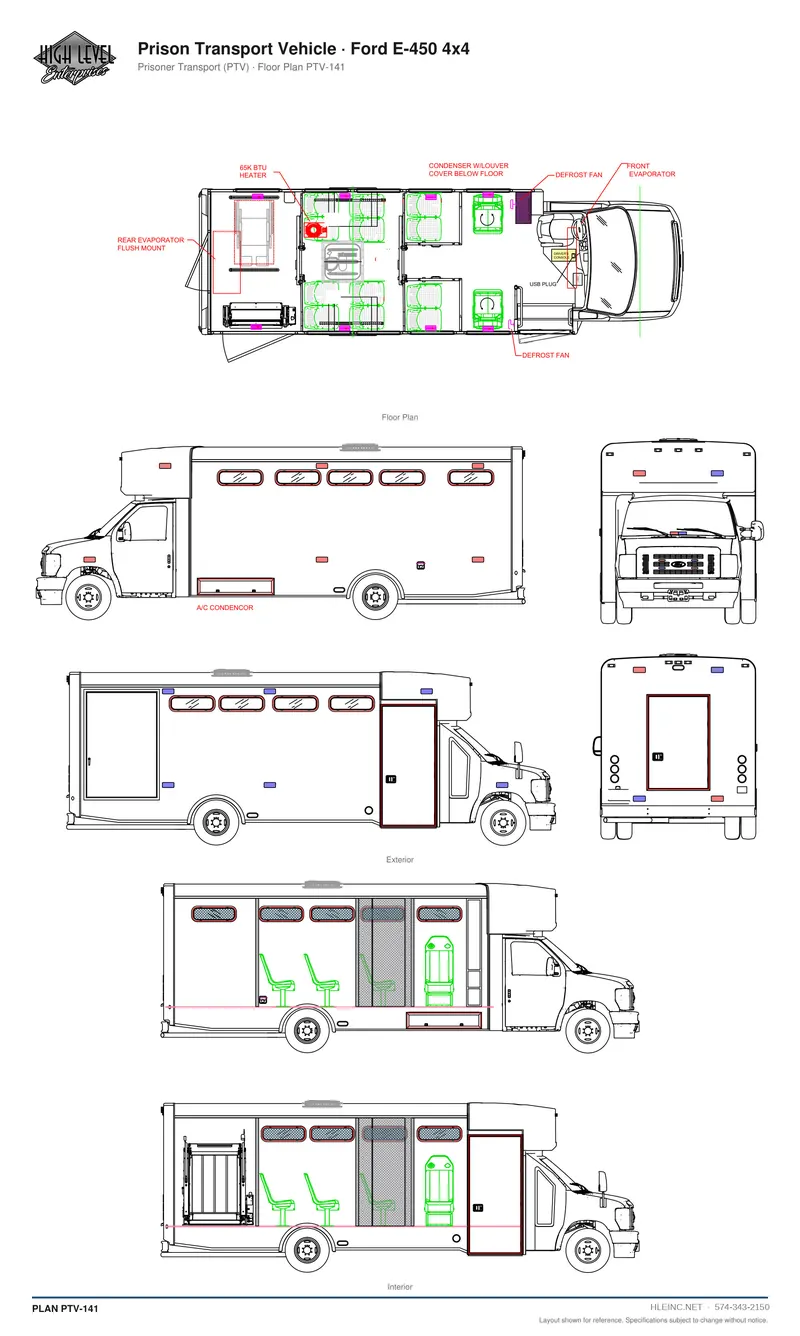 Floor plan PTV-141: Prison Transport Vehicle