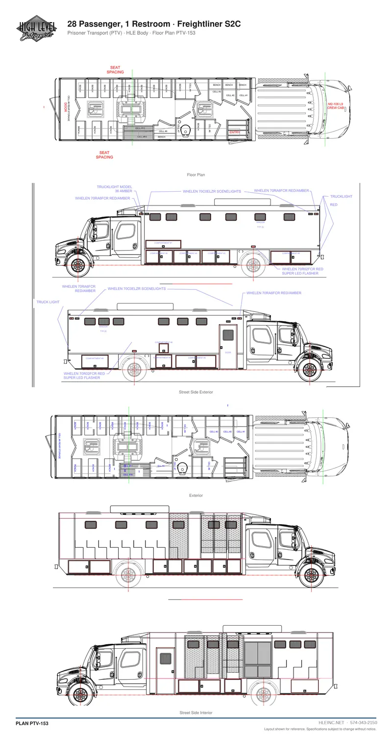 Floor plan PTV-153: 28 Passenger, 1 Restroom