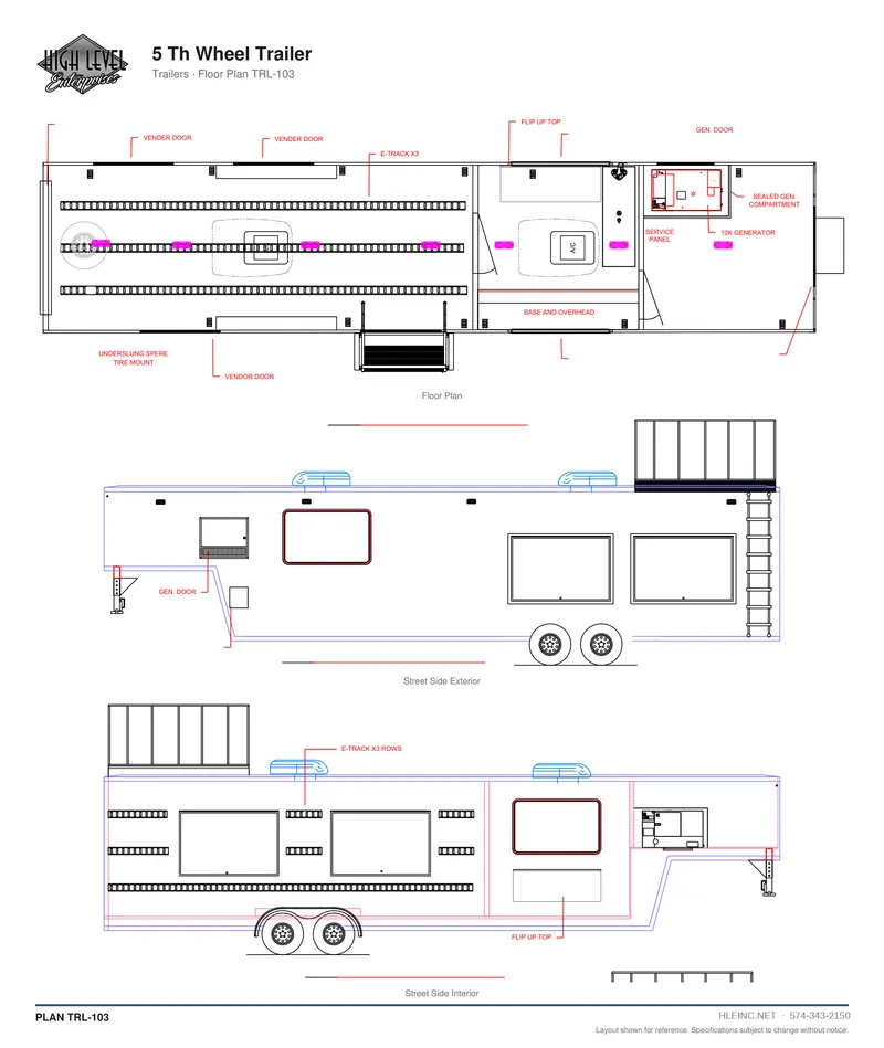 Floor plan TRL-103: 5th Wheel Trailer