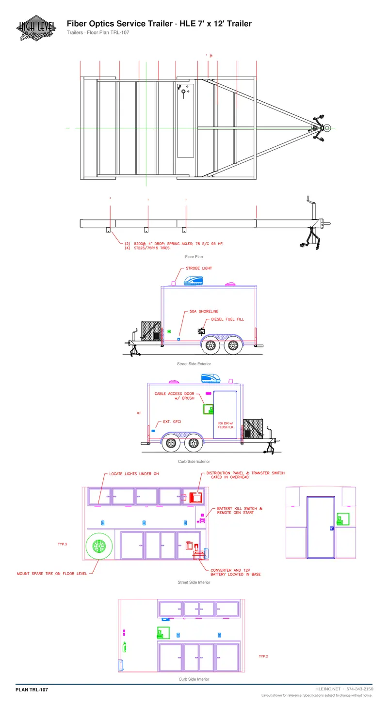 Floor plan TRL-107: Fiber Optics Service Trailer