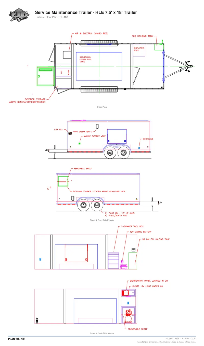 Floor plan TRL-108: Service Maintenance Trailer