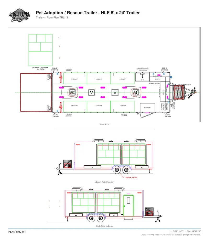 Floor plan TRL-111: Pet Adoption / Rescue Trailer