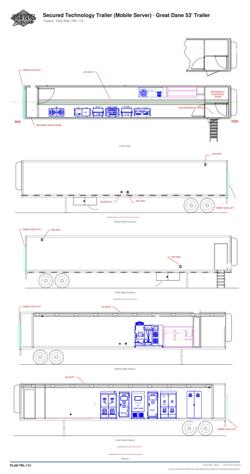 Floor plan TRL-113: Secured Technology Trailer (Mobile Server)