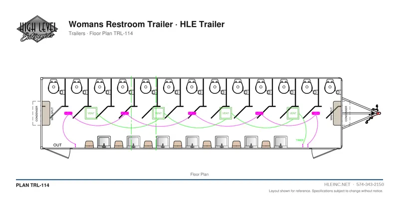 Floor plan TRL-114: Women's Restroom Trailer