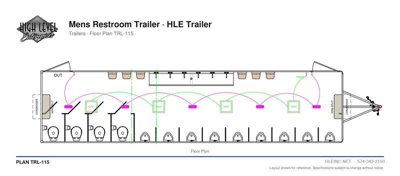 Floor plan TRL-115: Men's Restroom Trailer
