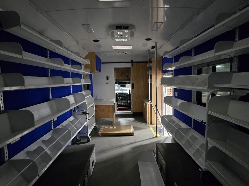 Bookmobile interior looking forward