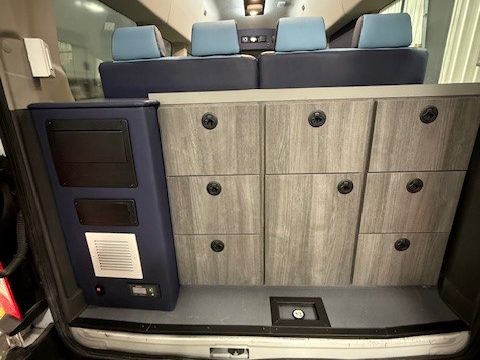 Rear doors open: storage cabinets and power panel