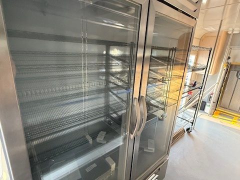 Glass-door coolers inside the food pantry