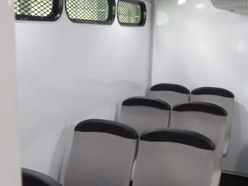 Prisoner transport aisle looking aft