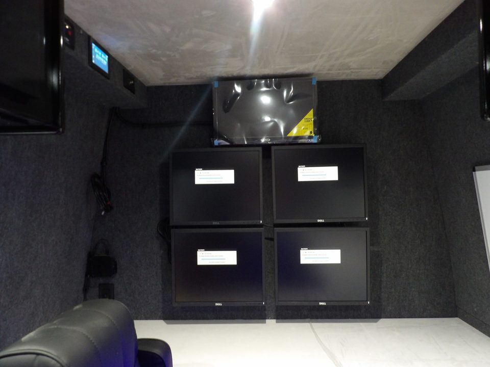 Four-monitor wall inside the command unit