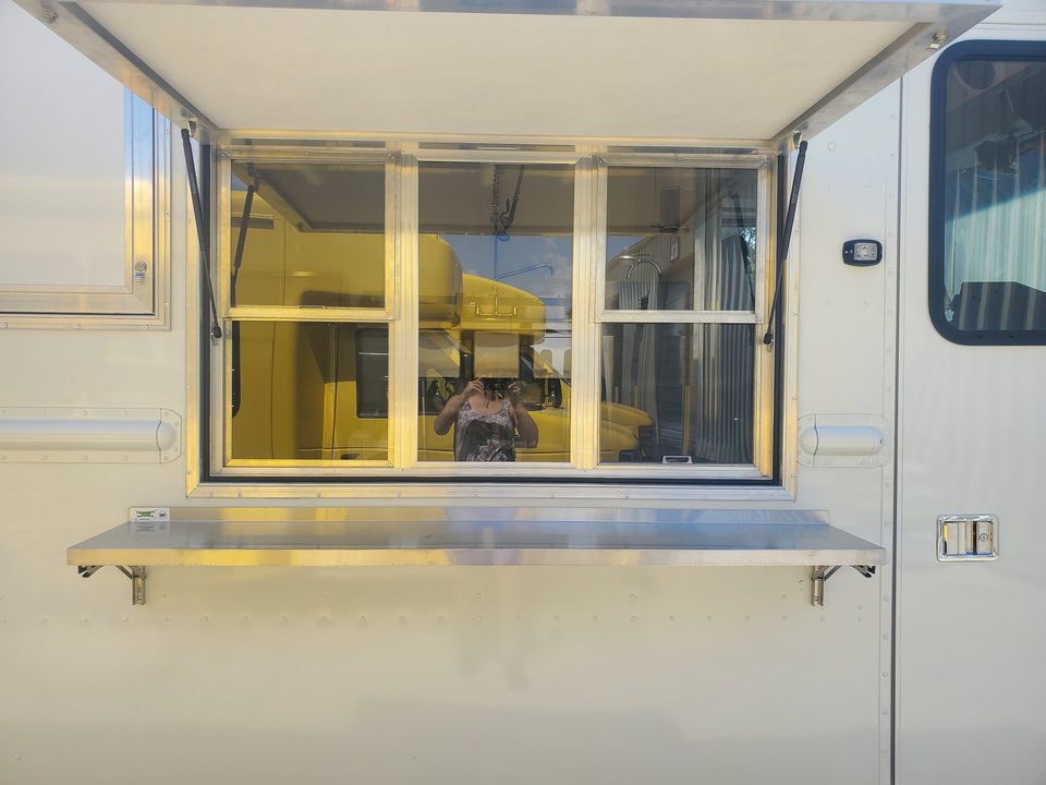 Mobile kitchen serving window, before graphics