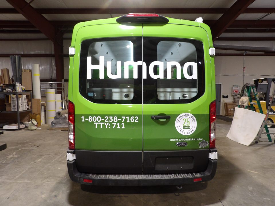 Humana outreach van, rear, wrapped