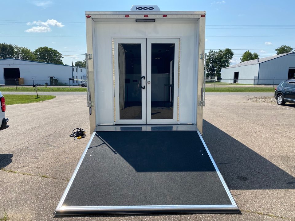 Training trailer rear ramp door down