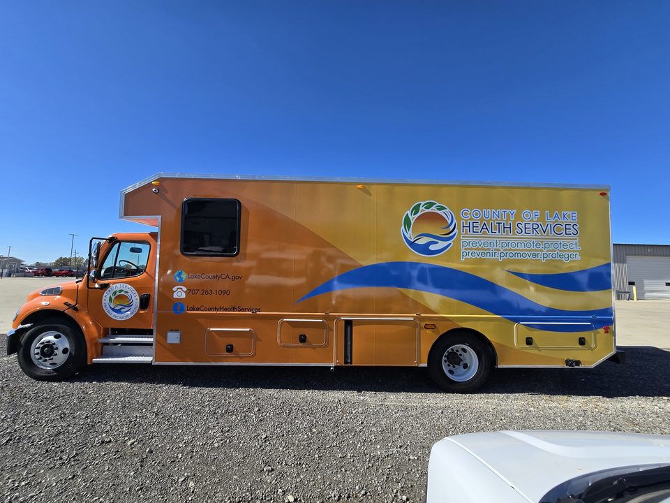 Mobile health clinic, passenger side, full length