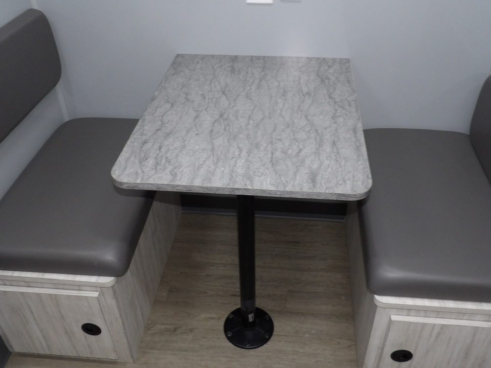 Bloodmobile canteen: dinette table with bench seating