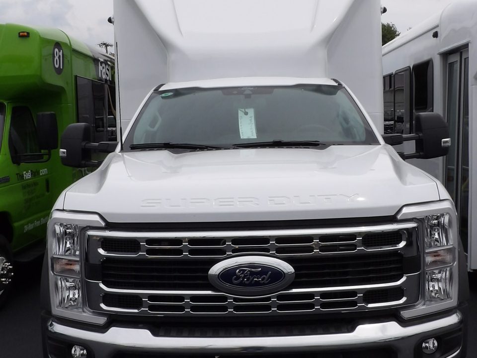 Mobile outreach unit, front, Ford F-550 grille and molded cab cap