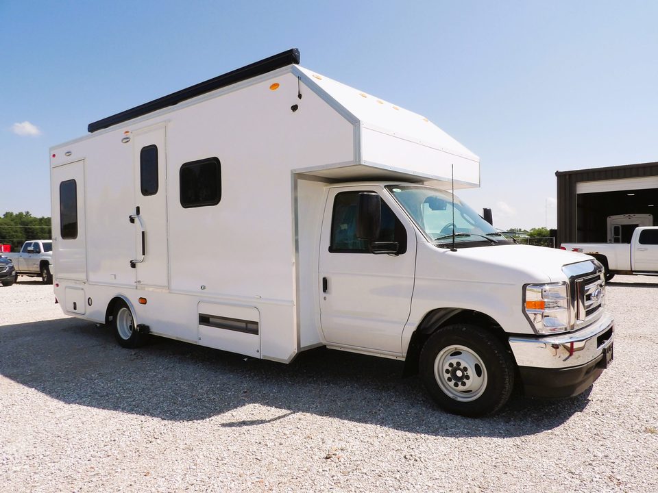 Mobile medical unit on a Ford E-450 cutaway, white, before graphics