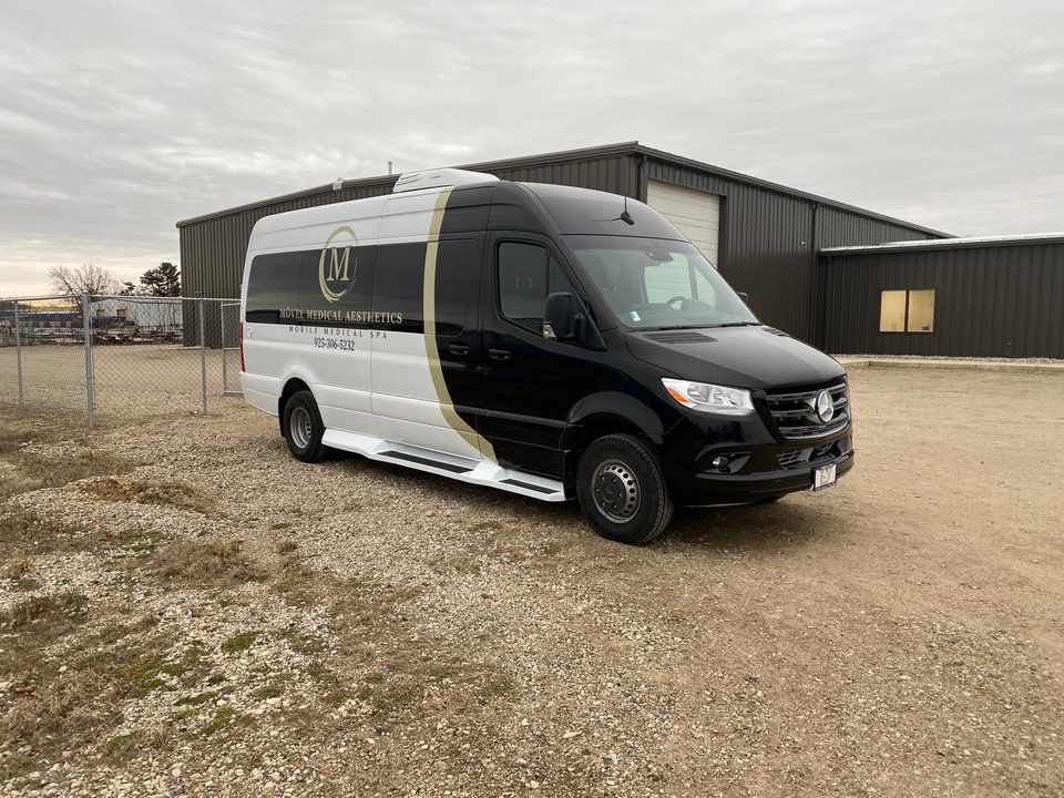Sprinter mobile medical spa, front three-quarter