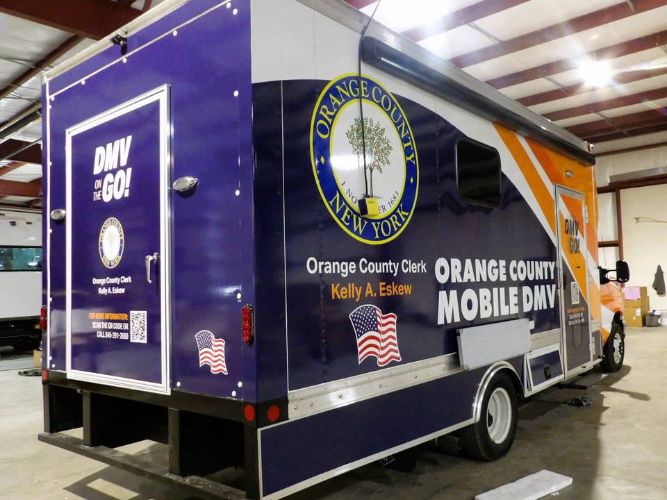 Mobile DMV office, rear, wrapped