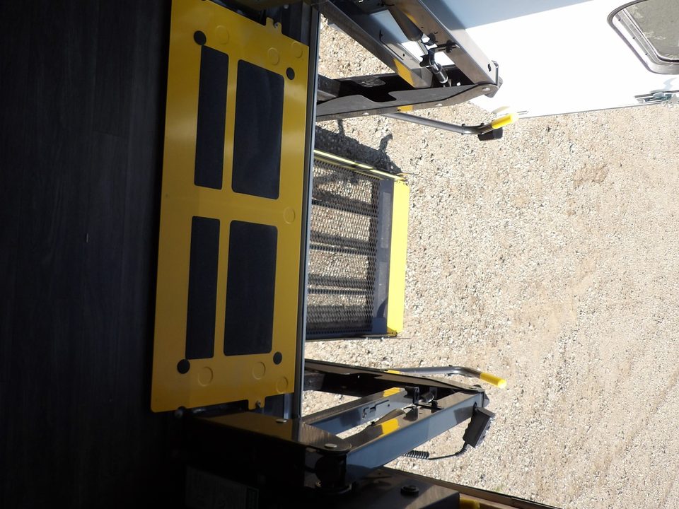 Wheelchair lift inside a mobile clinic
