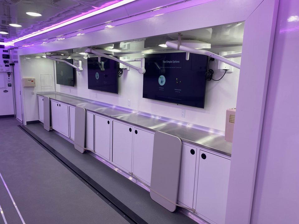 Lab trailer counters and displays