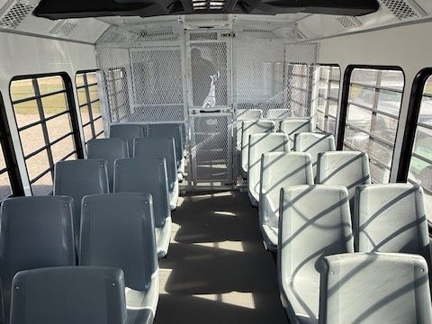 Prisoner transport interior, aisle view