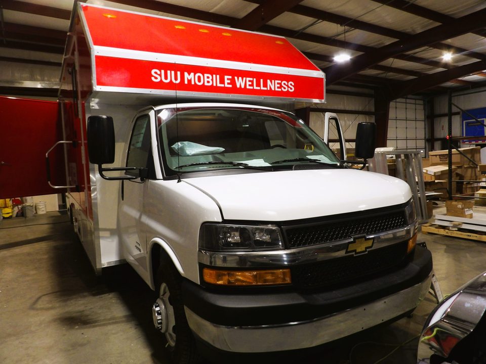 Mobile wellness unit, front, in the HLE plant